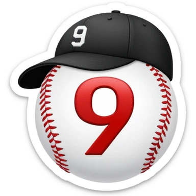 black cap with number “9” sticker