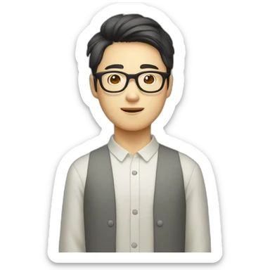korean guy with glasses and curtain sticker