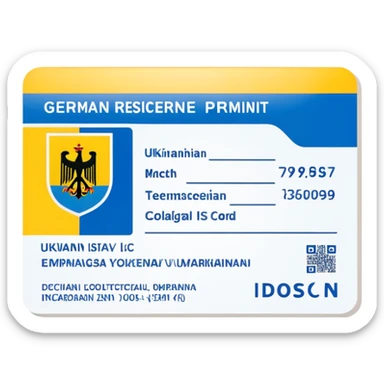 German residence permit card with Ukrainian colors sticker