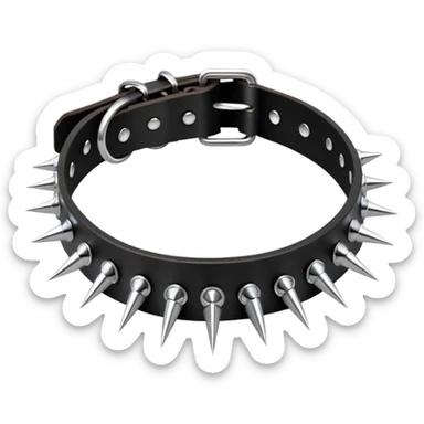 A black collar with spikes and a D ring in the center  sticker