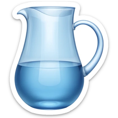 A water pitcher, transparent, slightly blue water, no lid, no droplets, tall. Without a handle and without spout.
 sticker