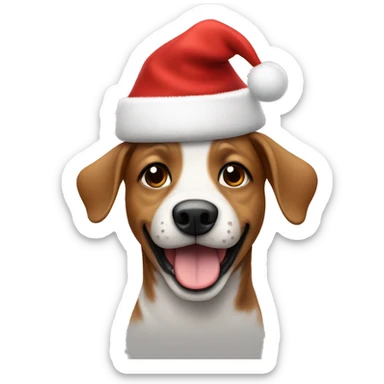 a dog wearing a hat of christmas being happy sticker