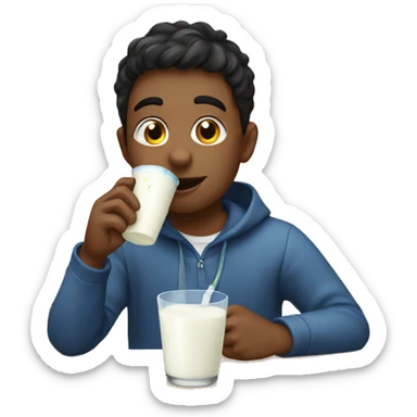 A boy drinking a yogurt before sleep sticker