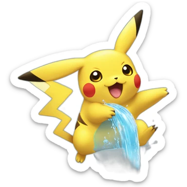 Pikachu tomando agua sticker