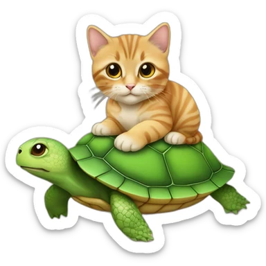 Un chaton sur une tortue sticker