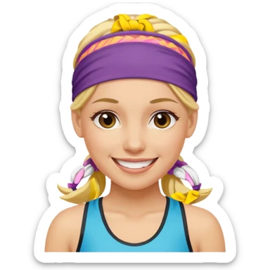 blonde female athelete with headband sticker