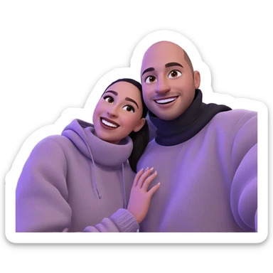 happy couple in cozy attire sticker