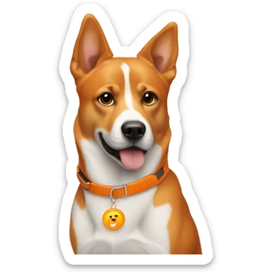 orange dogs with a koin icon on the collar sticker
