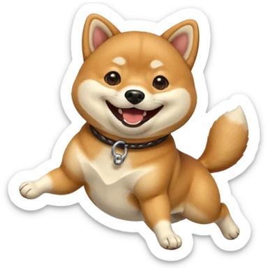  shiba inu, qui est mdr et se roule à terre les 4 pattes en l'air, avec sa queue en tire bouchon sticker