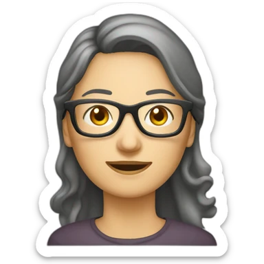 frau am bildschrim mit großer brille sticker