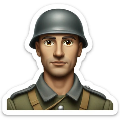 photorealistic serious franch soldier 1960s sticker