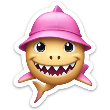 Pink shark with baret hat sticker