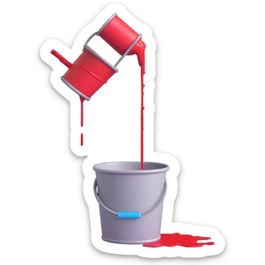 a person dunking their head into a bucket of water that turns into blood sticker