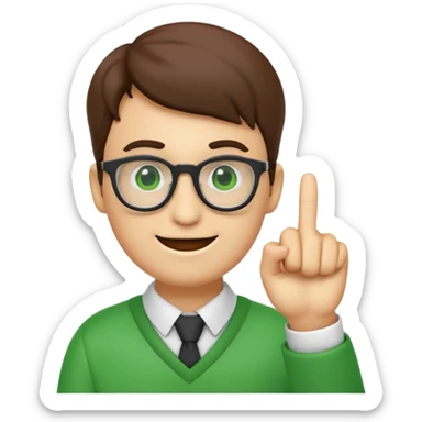 a normal emoji with nerd face and a finger upp with greenscreen sticker