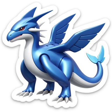 Shiny futuristic Cyber-Kyurem-Kyogre-Latios-Lugia-Fakémon-hybrid-creature (full body)  sticker