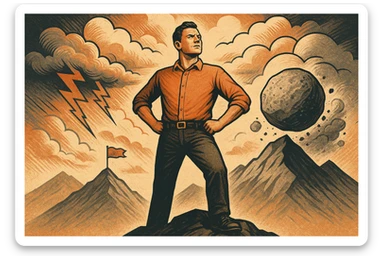 uomo che accoglie le sfide della vita e le supera senza paura sticker