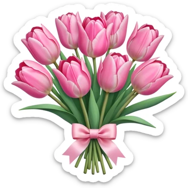 pastel pink tulip bouquet with a high quality bow sticker