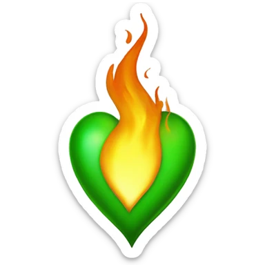 Green flaming heart sticker