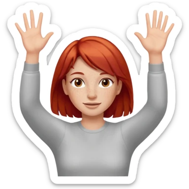 Not guilty hands up smirk girl red hair sticker