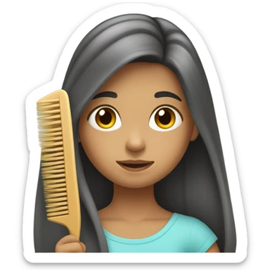 girl combing her hair sticker