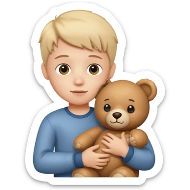 kid with teddy bear sticker