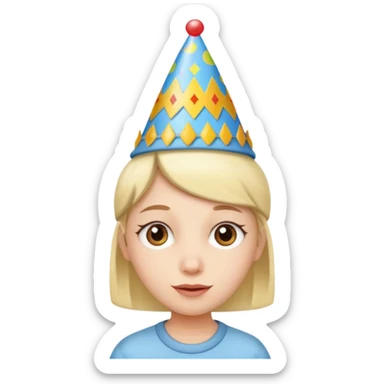 Sadhbh wearing a birthday hat sticker