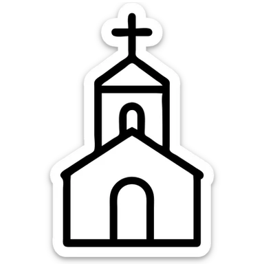 outlined icon of a church, simple and clean, no fill sticker