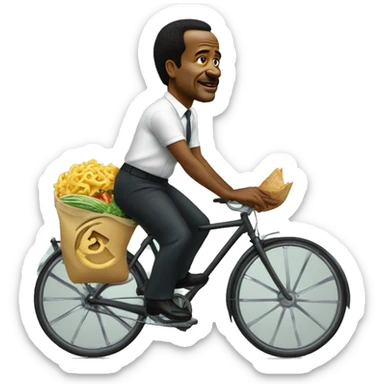 Paul biya sur un vélo en train de manger  sticker