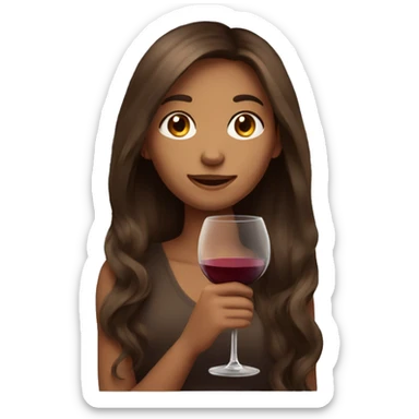 brown long hair girl with wine glas sticker