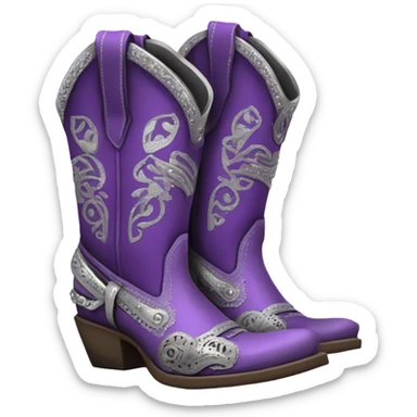 purple and silver cowgirl boots sticker