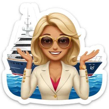rich woman flexing on yacht sticker