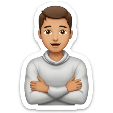 Man holding arms crossed around neck toungue out  sticker