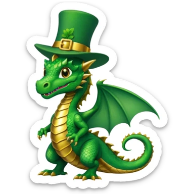 Dragon with leprechaun hat full body sticker