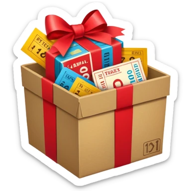 a box marked carnival pack with tickets as a bundle sticker