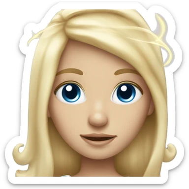 blonde hair blue eyed girl with an angel halo above head  sticker