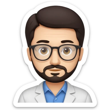 Cute cartoon therapist man dark hair, glasses, facial stubble  sticker