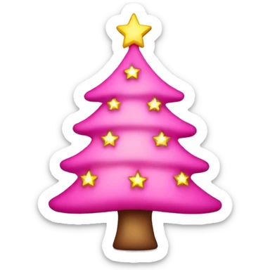 Pink Christmas tree with lights and a star sticker