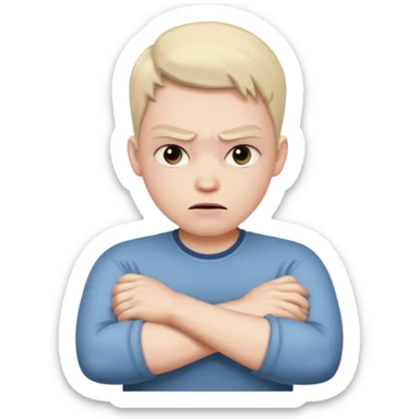 mad face crossing arms  sticker