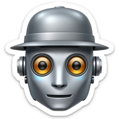 Robot with a hat on sticker