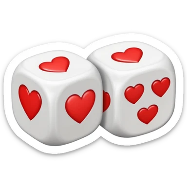 two dices in with red heart details sticker
