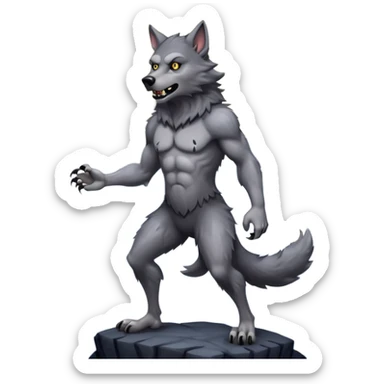 A werewolf on a cloudy night with a full moon sticker