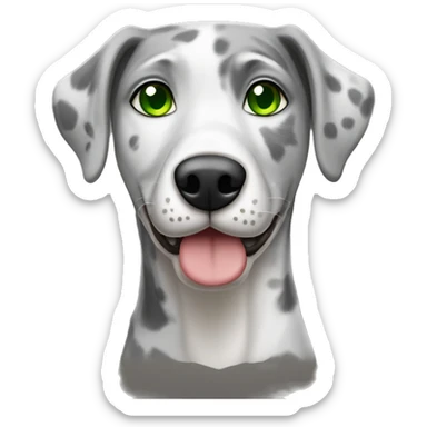 Grey and white catahoula dog with green eyes sticker