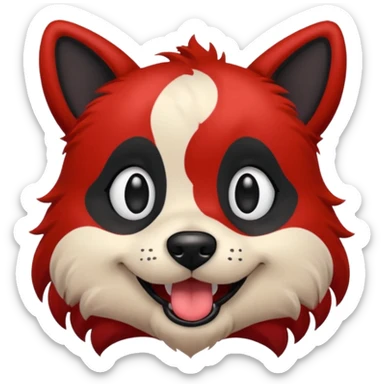 dog with very black inked face and red hair sticker