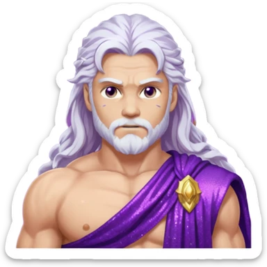 Jupiter Thunder God with long white hair, purple sequin toga sticker
