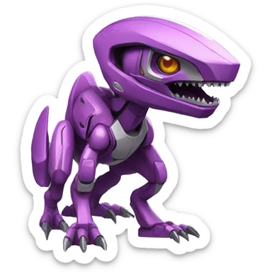 a Genesect-Raptor-Fakémon—hybrid with a futuristic visor-helmet full body sticker