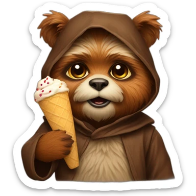 ewok holding icecream sticker