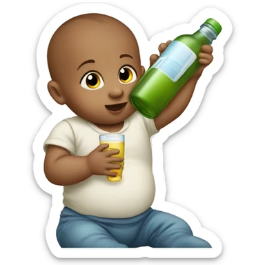 A baby drinking a bottle sticker