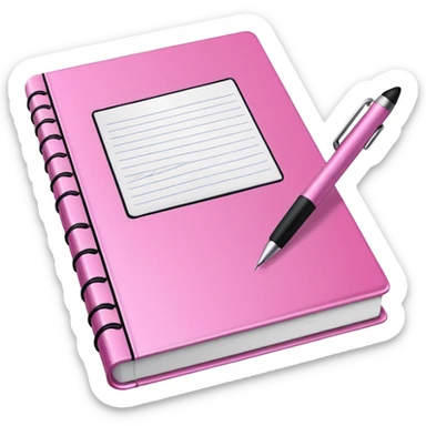 pink book and note pen sticker