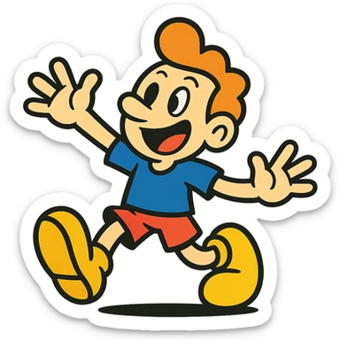 cartoonish character with big feet, playful style sticker