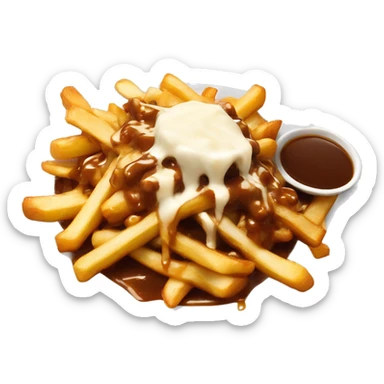 “Quebec poutine with crispy fries, melted white cheese curds, and rich brown gravy.” sticker
